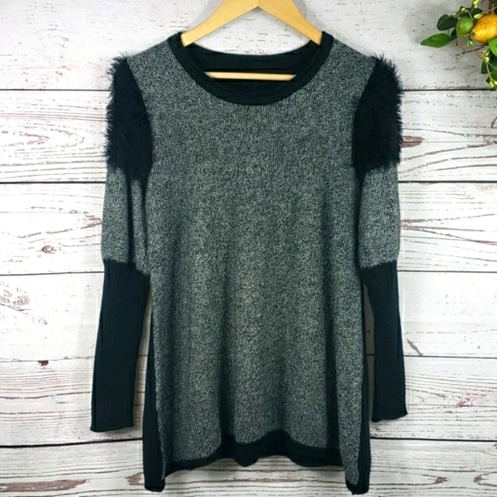 Knitted Long Sleeve Sweater Black and Gray - Picture 10 of 10
